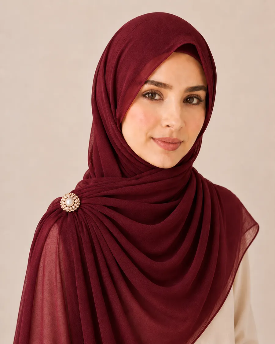 Maroon Chiffon Hijab