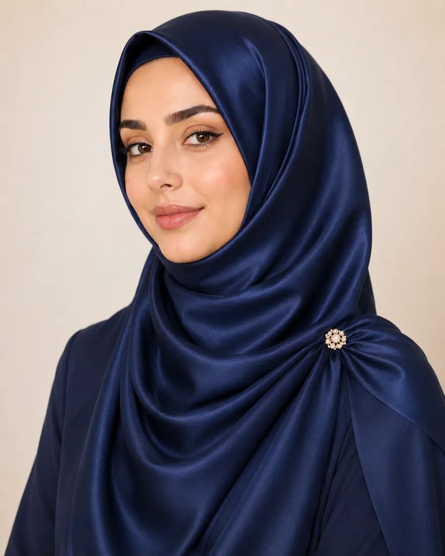 Navy Silk Hijab